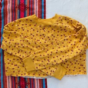 Yellow Flower Crop Sweatshirt